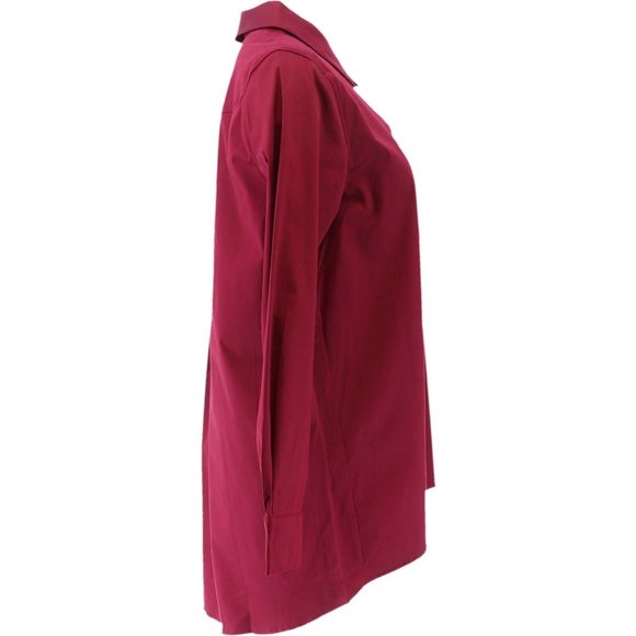 NWT SUSAN GRAVER STRETCH COTTON BUTTON FRONT SHIRT PLACKET BURGUNDY 6 - Picture 4 of 9